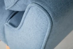 Design Schlafsofa DIVANI 220cm hellblau Strukturstoff Scandinavian 3-Sitzer mit Bettfunktion