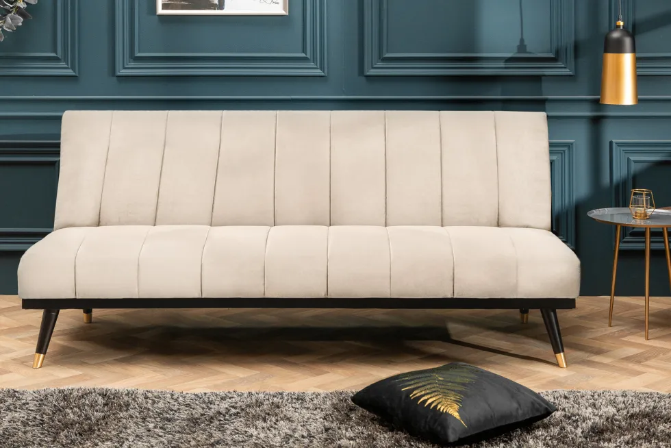 Design Schlafsofa PETIT BEAUTÉ 180cm champagner beige Samt 3-Sitzer