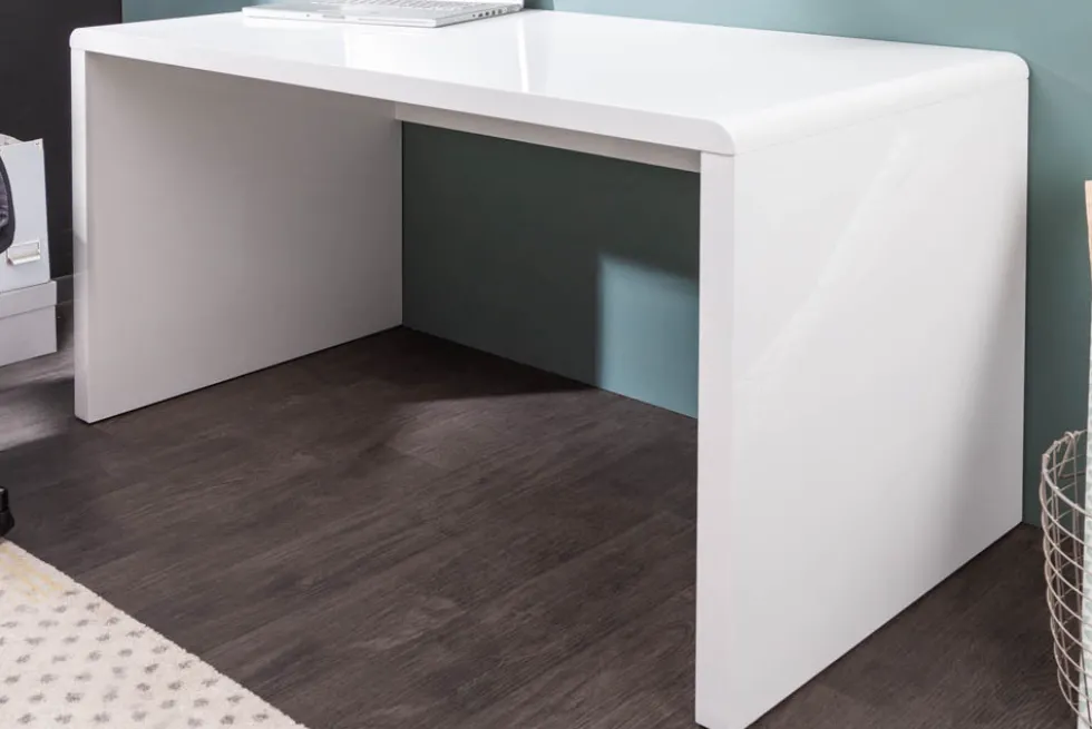 Design Schreibtisch FAST TRADE 120cm weiß Hochglanz Bürotisch