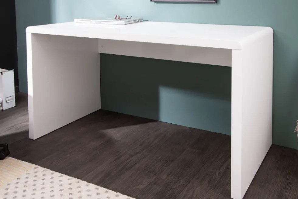 Design Schreibtisch FAST TRADE 120cm weiß Hochglanz Bürotisch
