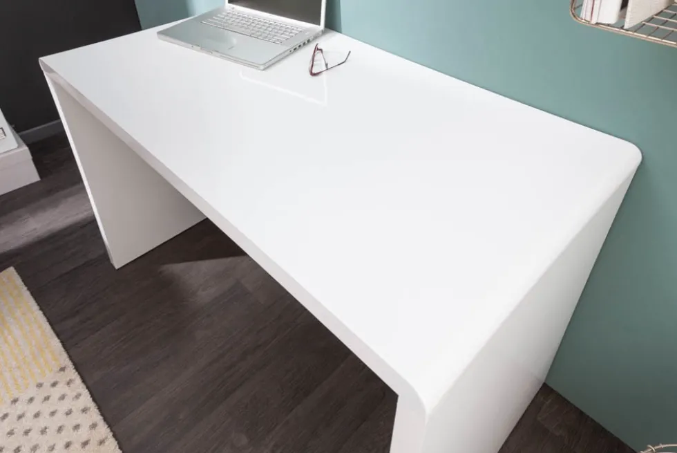 Design Schreibtisch FAST TRADE 120cm weiß Hochglanz Bürotisch