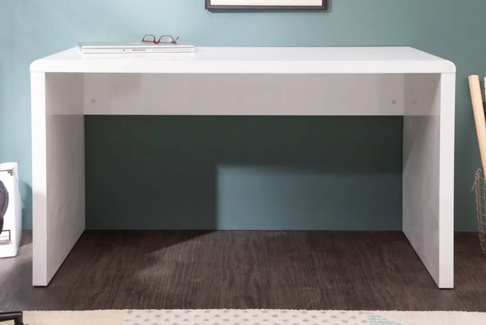 Design Schreibtisch FAST TRADE 120cm weiß Hochglanz Bürotisch