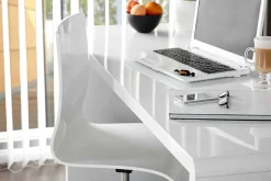 Design Schreibtisch FAST TRADE 140cm weiß Hochglanz Bürotisch