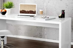 Design Schreibtisch FAST TRADE 140cm weiß Hochglanz Bürotisch