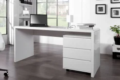 Design Schreibtisch FAST TRADE 160cm weiß Hochglanz Computertisch