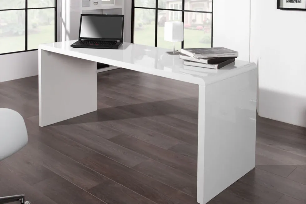 Design Schreibtisch FAST TRADE 160cm weiß Hochglanz Computertisch