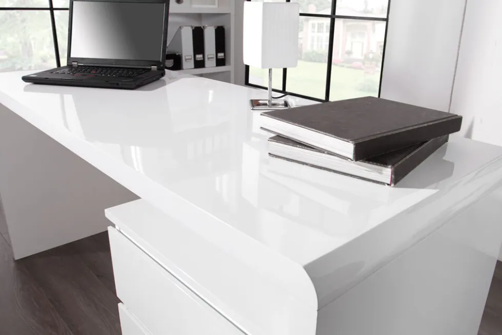 Design Schreibtisch FAST TRADE 160cm weiß Hochglanz Computertisch
