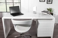 Design Schreibtisch FAST TRADE 160cm weiß Hochglanz Computertisch