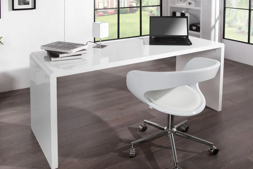 Design Schreibtisch FAST TRADE 160cm weiß Hochglanz Computertisch