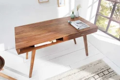 Design Schreibtisch RETRO 120cm braun Sheeshamholz stone finish Design Klassiker