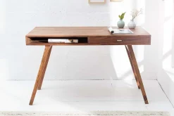 Design Schreibtisch RETRO 120cm braun Sheeshamholz stone finish Design Klassiker