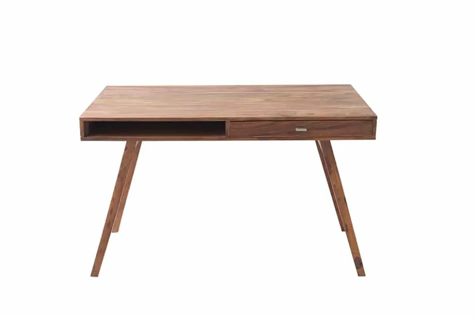 Design Schreibtisch RETRO 120cm braun Sheeshamholz stone finish Design Klassiker
