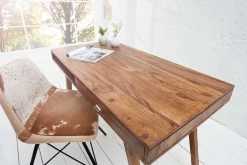 Design Schreibtisch RETRO 120cm braun Sheeshamholz stone finish Design Klassiker