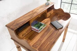 Design Sekretär HEMINGWAY L 115cm braun Sheesham Massivholz stone finish Schreibtisch