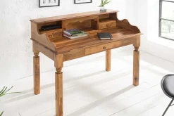Design Sekretär HEMINGWAY L 115cm braun Sheesham Massivholz stone finish Schreibtisch