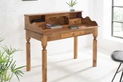 Design Sekretär HEMINGWAY L 115cm braun Sheesham Massivholz stone finish Schreibtisch