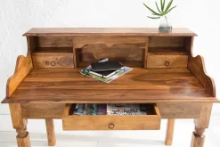 Design Sekretär HEMINGWAY L 115cm braun Sheesham Massivholz stone finish Schreibtisch