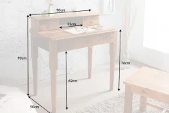 Design Sekretär HEMINGWAY M 90cm braun Sheesham Massivholz stone finish Schreibtisch