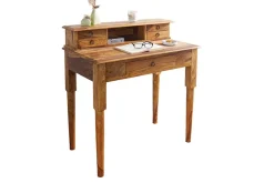 Design Sekretär HEMINGWAY M 90cm braun Sheesham Massivholz stone finish Schreibtisch
