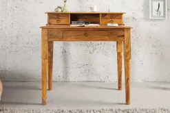 Design Sekretär HEMINGWAY M 90cm braun Sheesham Massivholz stone finish Schreibtisch