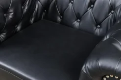 Design Sessel CHESTERFIELD 110cm matt schwarz Knopfheftung Federkern