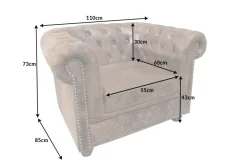 Design Sessel CHESTERFIELD 110cm matt schwarz Knopfheftung Federkern