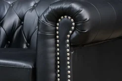 Design Sessel CHESTERFIELD 110cm matt schwarz Knopfheftung Federkern