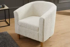 Design Sessel HEMINGWAY beige Bouclé Tweed Soft mit Armlehnen Cocktailsessel
