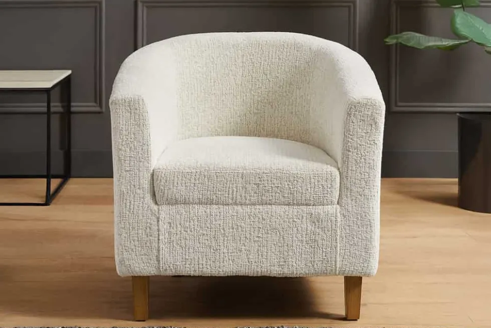 Design Sessel HEMINGWAY beige Bouclé Tweed Soft mit Armlehnen Cocktailsessel