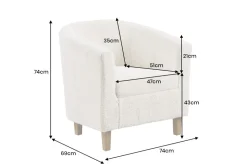 Design Sessel HEMINGWAY beige Bouclé Tweed Soft mit Armlehnen Cocktailsessel