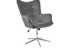 Design Sessel MR. LOUNGER grau chrom Samt höhenverstellbar drehbar Retro