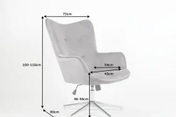 Design Sessel MR. LOUNGER grau chrom Samt höhenverstellbar drehbar Retro