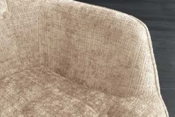 Design Sessel SCANDINAVIA champagner Chenille Cremona schwarz Metall mit Armlehne