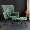 Design Sessel SCANDINAVIA grün Chenille Cremona schwarz Metall mit Armlehne