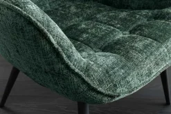 Design Sessel SCANDINAVIA grün Chenille Cremona schwarz Metall mit Armlehne
