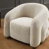Design Sessel VOGUE 95cm beige Chenille mit Armlehnen und Nosagfederung