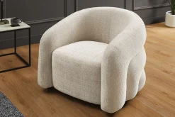 Design Sessel VOGUE 95cm beige Chenille mit Armlehnen und Nosagfederung