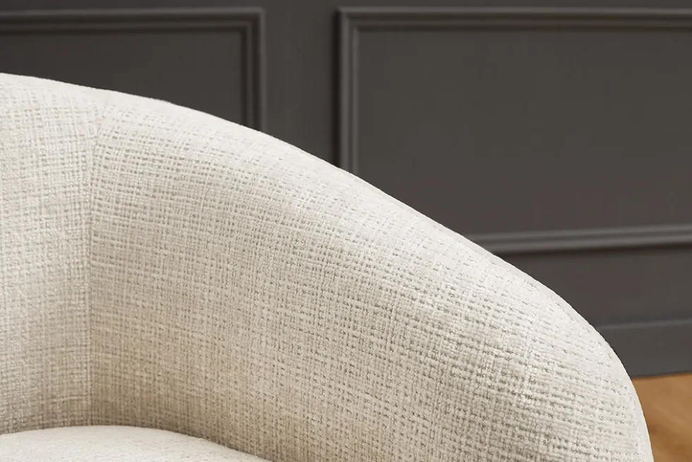 Design Sessel VOGUE 95cm beige Chenille mit Armlehnen und Nosagfederung