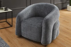 Design Sessel VOGUE 95cm grau Chenille mit Armlehnen und Nosagfederung