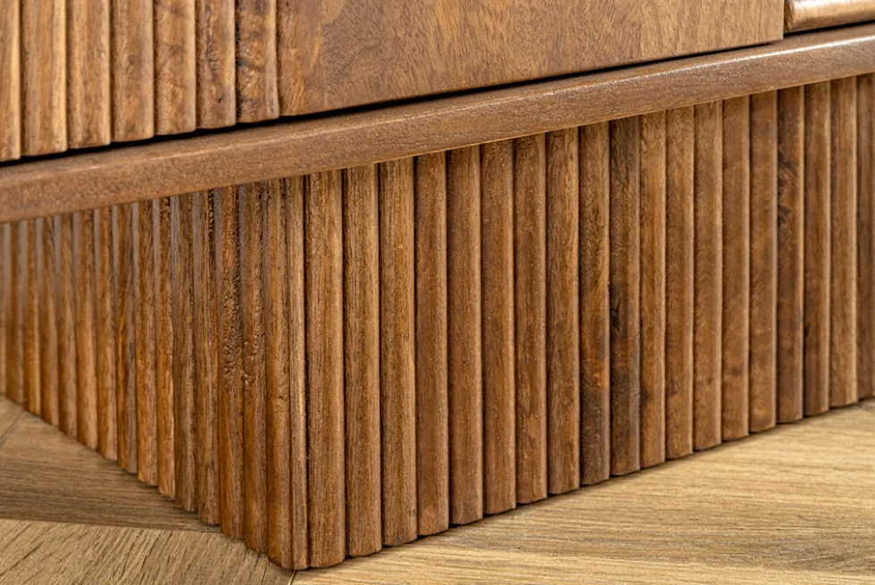 Design Sideboard ART DECO 170cm braun smoked Mangoholz massiv 3D-Front