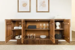 Design Sideboard ART DECO 170cm braun smoked Mangoholz massiv 3D-Front