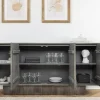 Design Sideboard ART DECO 170cm grau smoked Mangoholz massiv 3D-Front