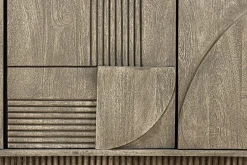 Design Sideboard ART DECO 170cm grau smoked Mangoholz massiv 3D-Front