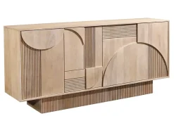 Design Sideboard ART DECO 170cm weiß gekälkt Mangoholz massiv 3D-Front