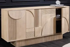 Design Sideboard ART DECO 170cm weiß gekälkt Mangoholz massiv 3D-Front