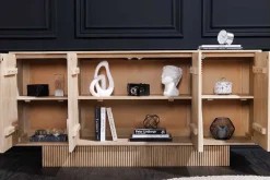 Design Sideboard ART DECO 170cm weiß gekälkt Mangoholz massiv 3D-Front