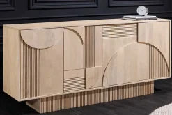 Design Sideboard ART DECO 170cm weiß gekälkt Mangoholz massiv 3D-Front