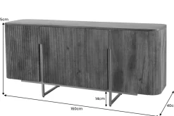 Design Sideboard GATSBY 160cm braun mattgold Mangoholz Retro