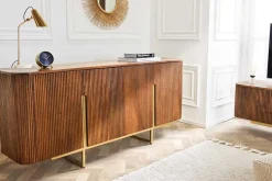 Design Sideboard GATSBY 160cm braun mattgold Mangoholz Retro