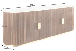 Design Sideboard GATSBY 170cm braun gold Mangoholz weiße Marmorplatte